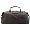 Brown Genuine Leather Monogrammed Duffel Bag