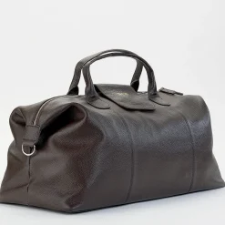 Brown Genuine Leather Monogrammed Duffel Bag