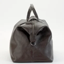 Brown Genuine Leather Monogrammed Duffel Bag