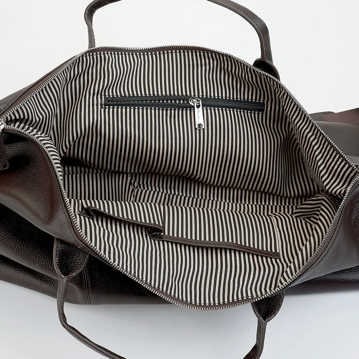 Brown Genuine Leather Monogrammed Duffel Bag