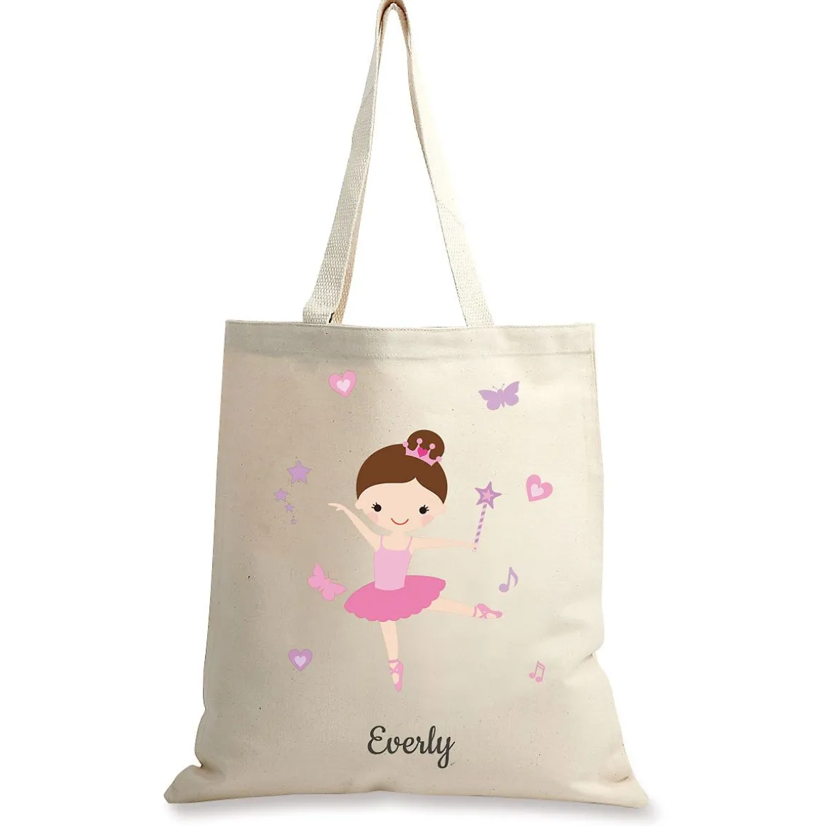 Brunette Ballerina Personalized Canvas Tote