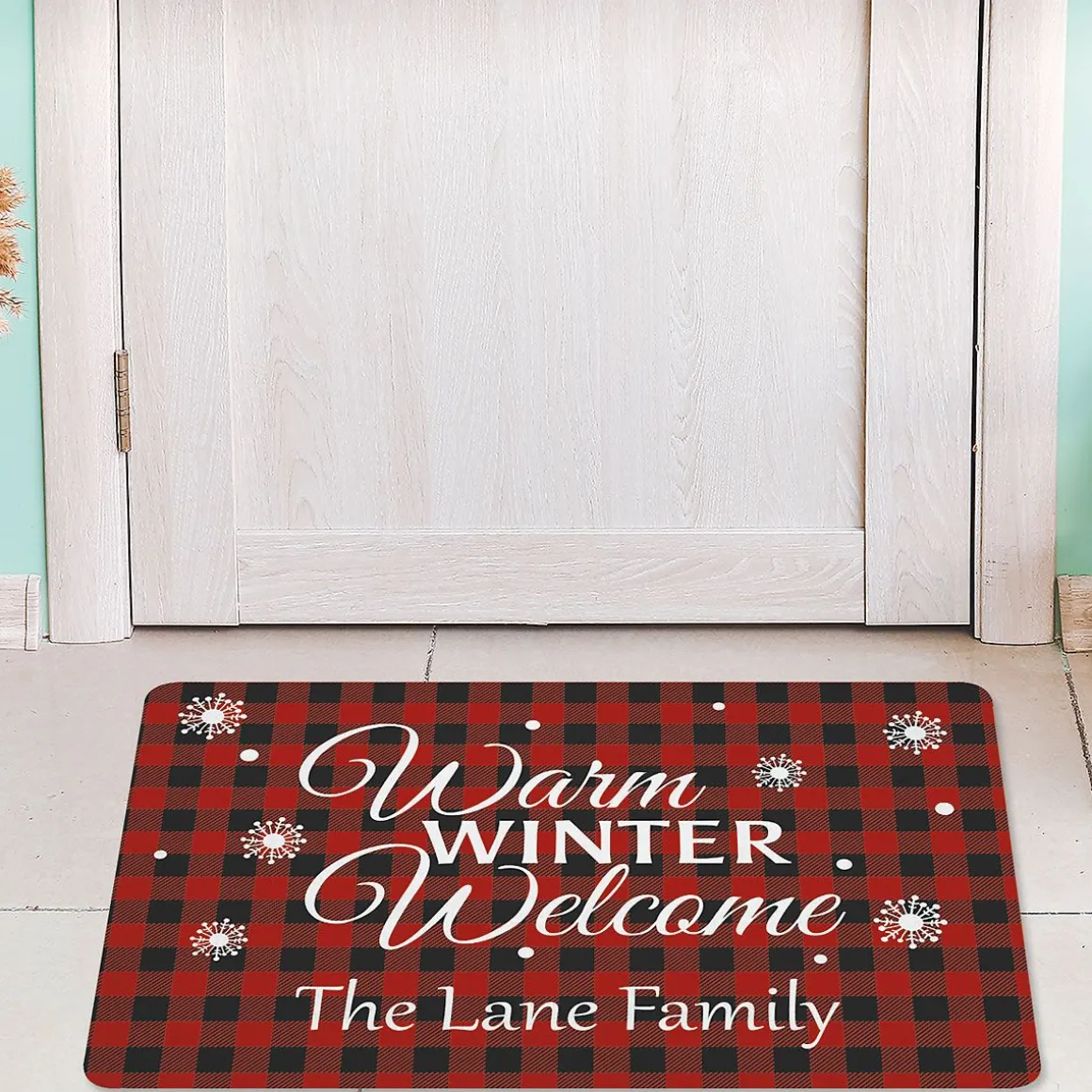 Buffalo Plaid Personalized Christmas Doormat