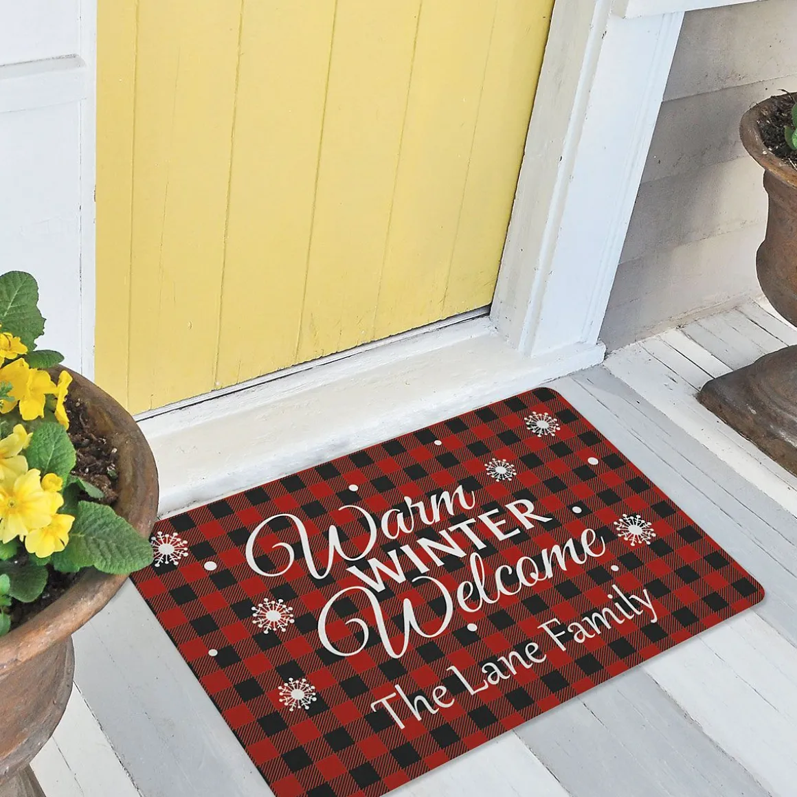 Buffalo Plaid Personalized Christmas Doormat