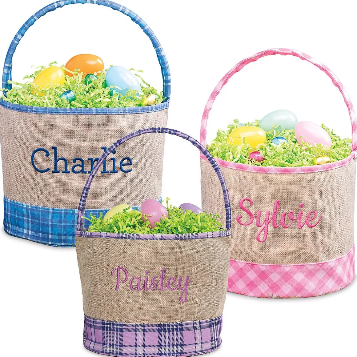 Burlap & Gingham Personalized Easter Baskets