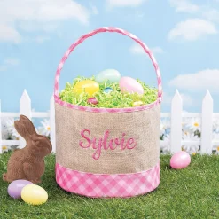 Burlap & Gingham Personalized Easter Baskets