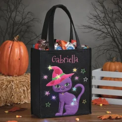 Cat Halloween Light-up Personalized Tote Bag