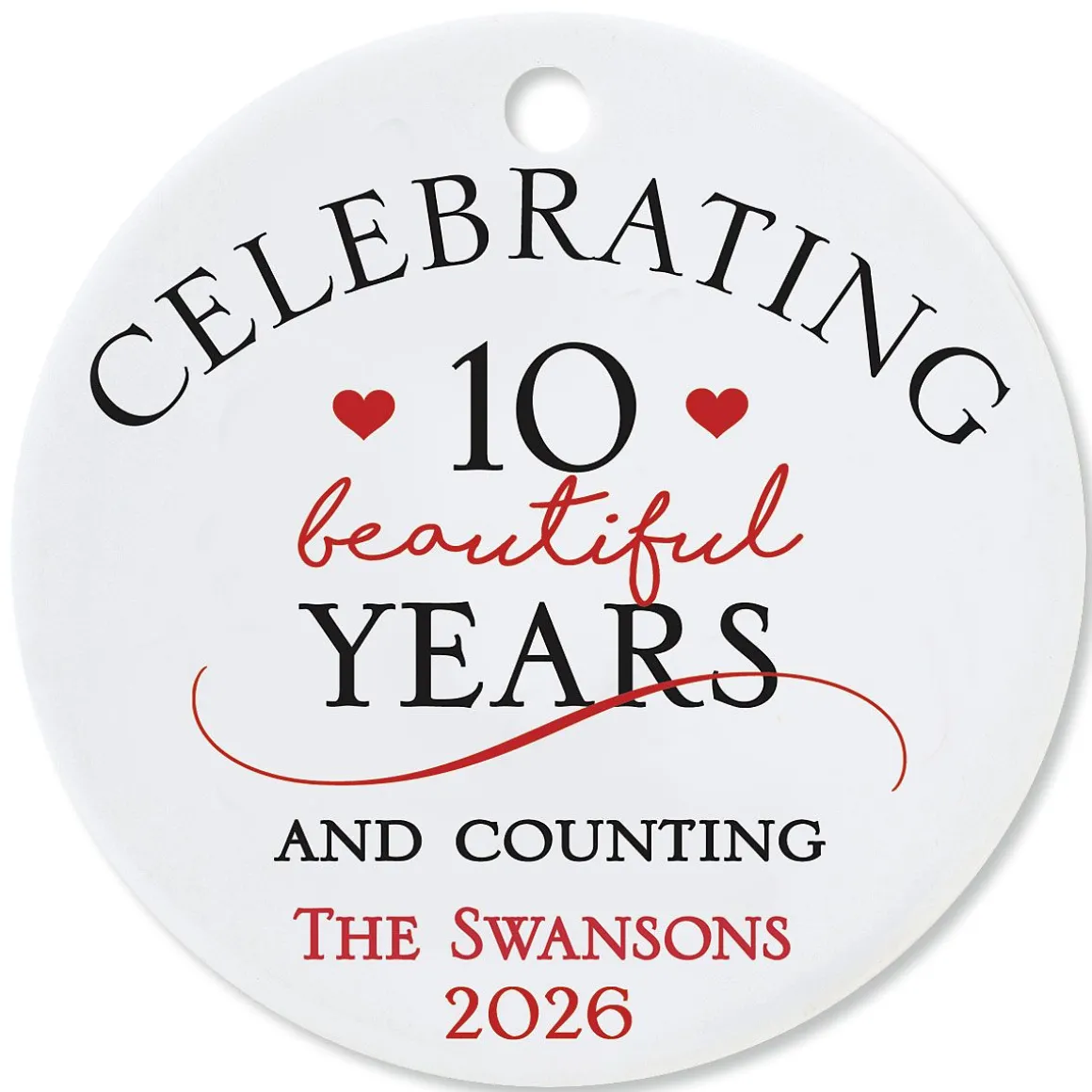Celebrating Round Anniversary Christmas Personalized Ornament