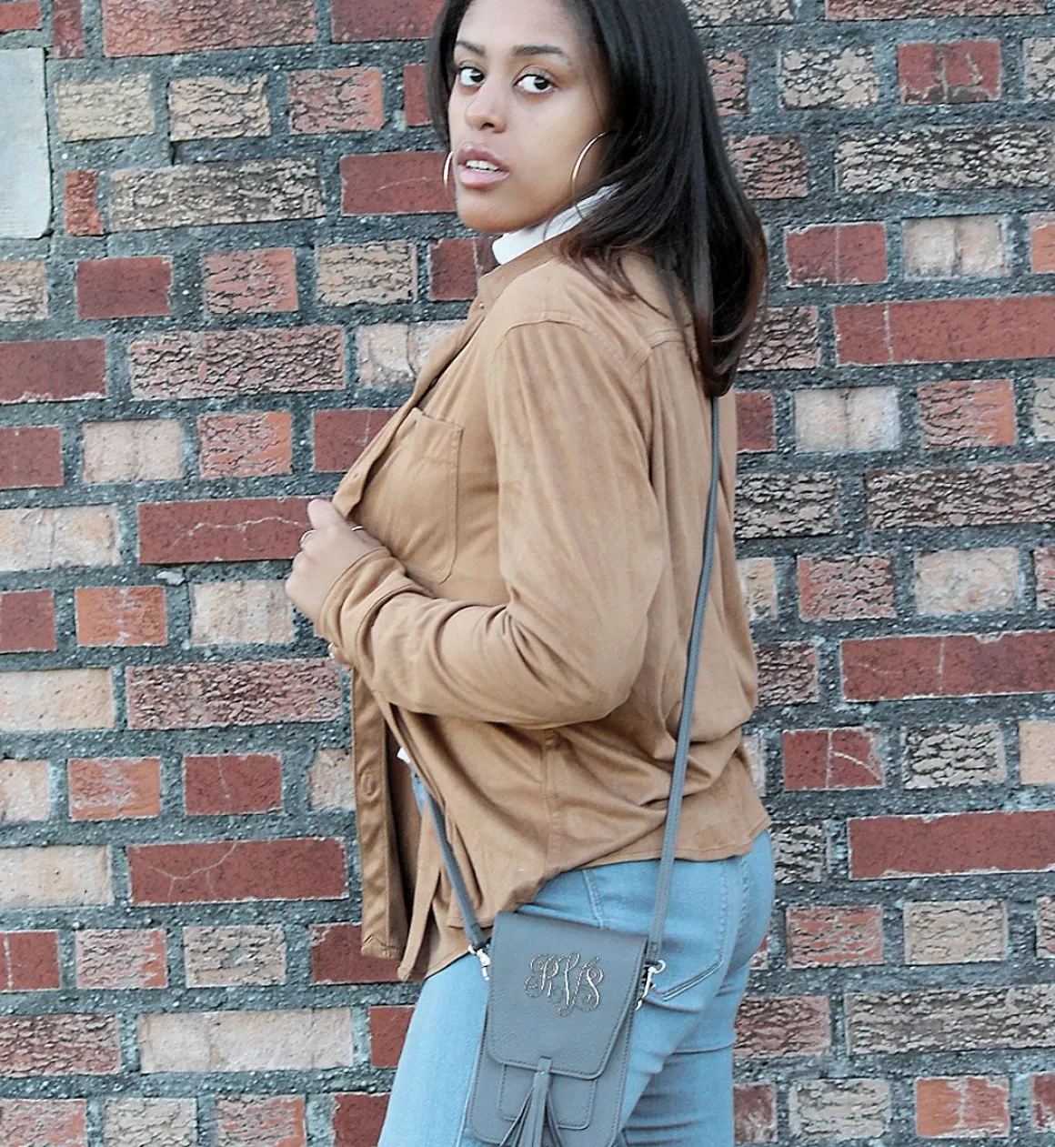 Charcoal Personalized Crossbody Bag