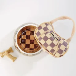 Checkered Chewy Vuiton Handbag Pet Toy