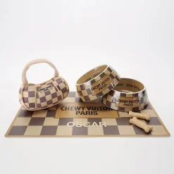 Checkered Chewy Vuiton Handbag Pet Toy