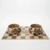 Checkered Chewy Vuiton Pet Bowl