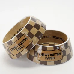 Checkered Chewy Vuiton Pet Bowl