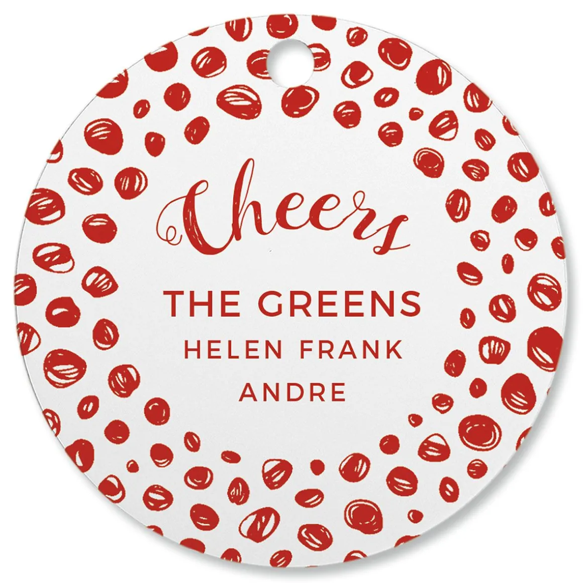 Cheers Watercolor Personalized Ornament Circle