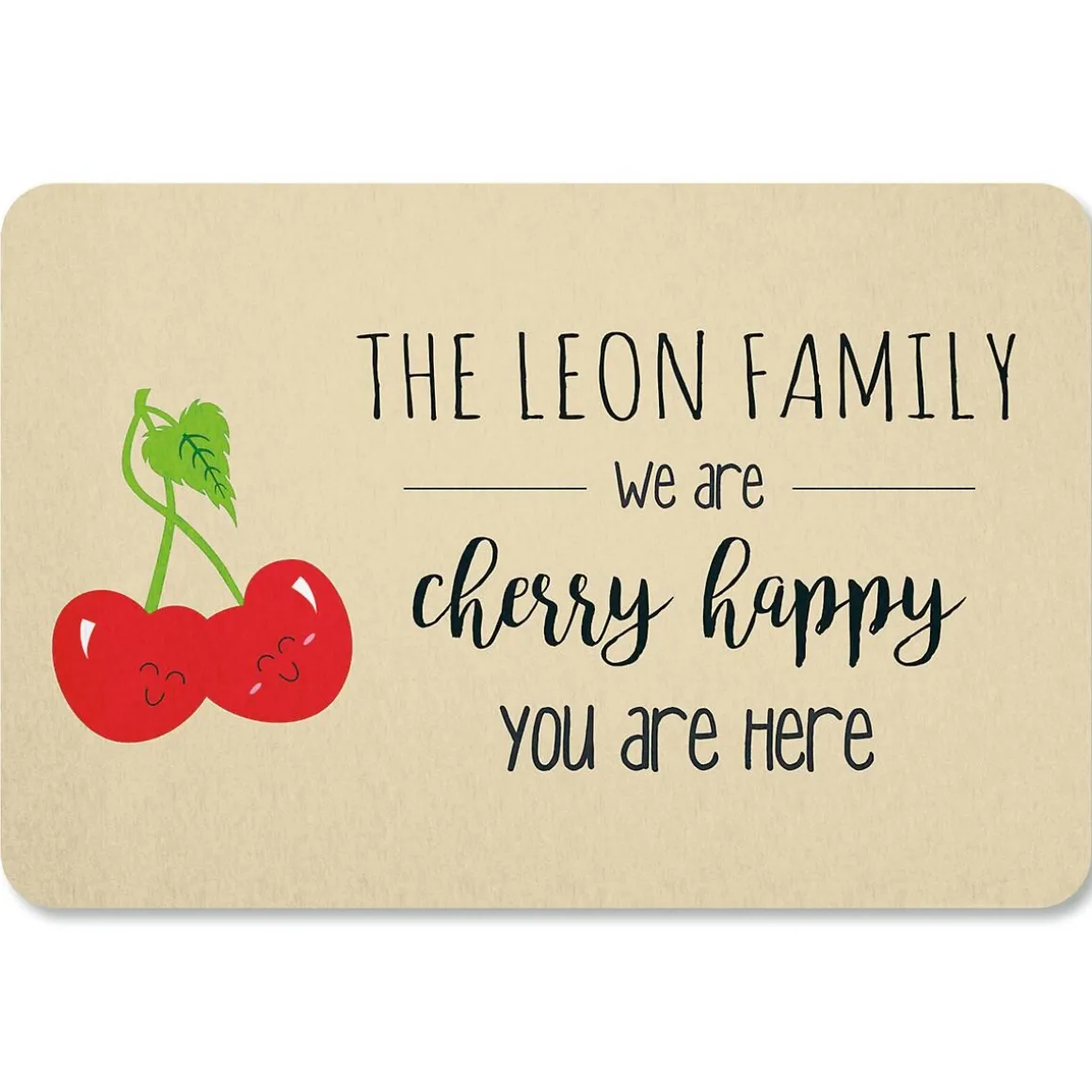 Cherry Happy Personalized Doormat