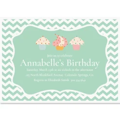 Cheveron Cupcake Personalized Birthday Invitations
