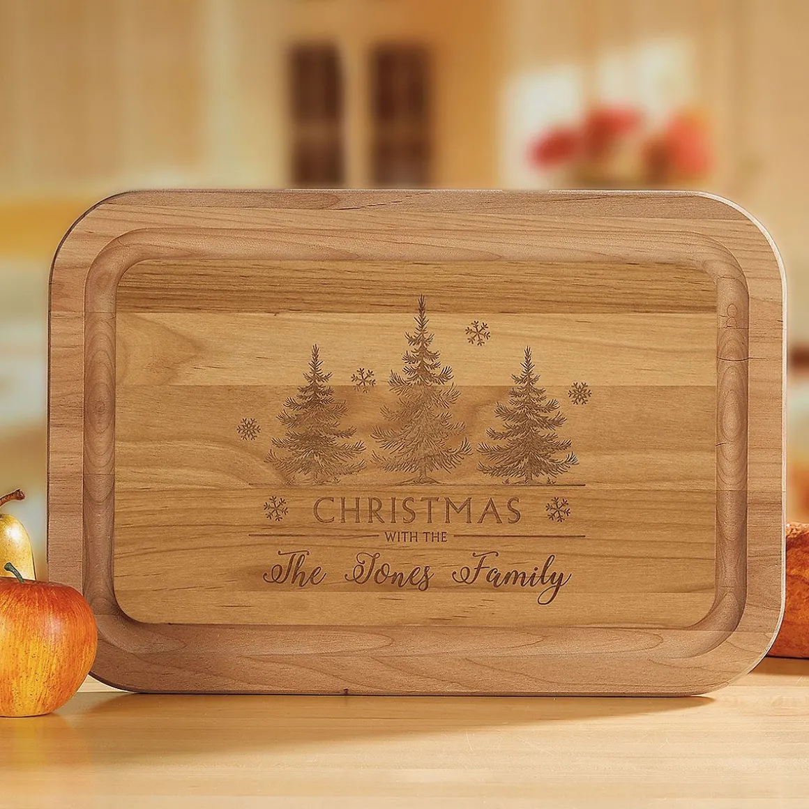 Christmas Forest Personalized Wood Cutting Board