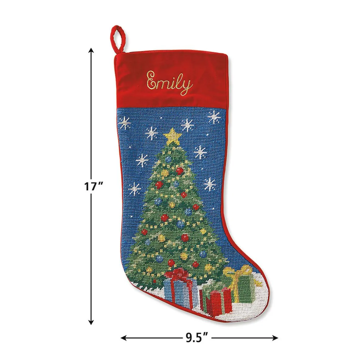 Christmas Tree Heirloom Needlepoint Personalized Christmas Stocking