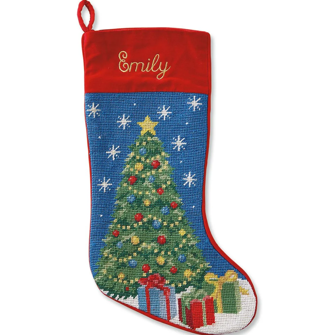 Christmas Tree Heirloom Needlepoint Personalized Christmas Stocking