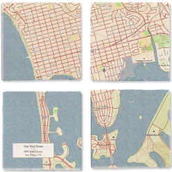 Classic Map Marble Personalized Coasters