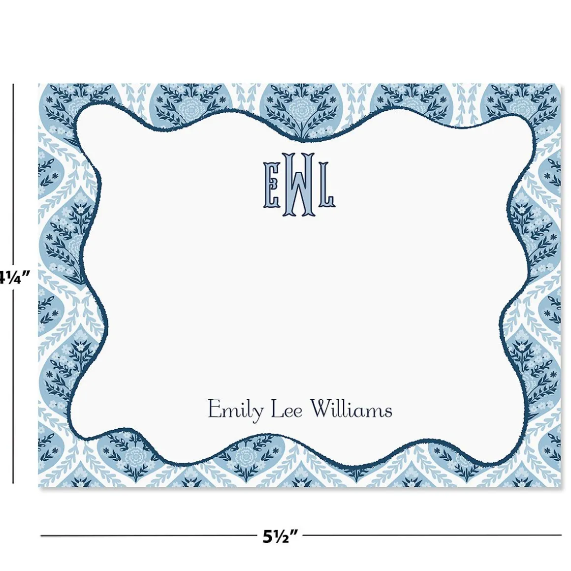 Coastal Damask Personalized Correspondence Cards