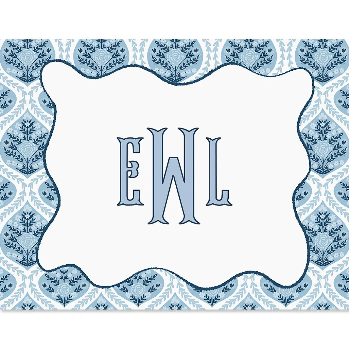Coastal Damask Personalized Note Cards