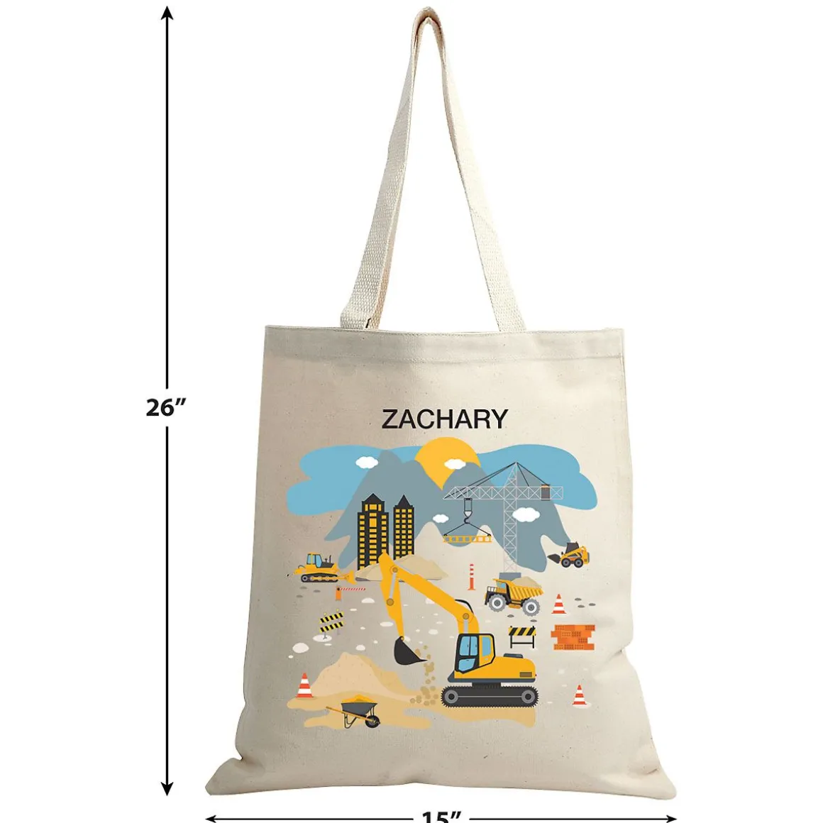Construction Personalized Canvas Tote