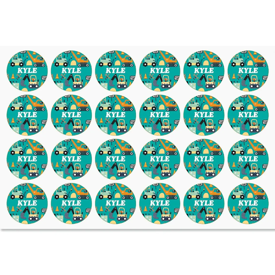 Construction Vehicles Personalized Stickers