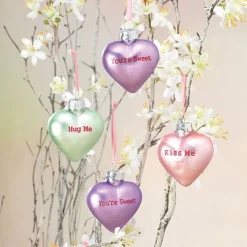Conversation Glass Heart Ornaments
