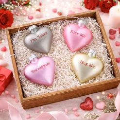 Conversation Glass Heart Ornaments