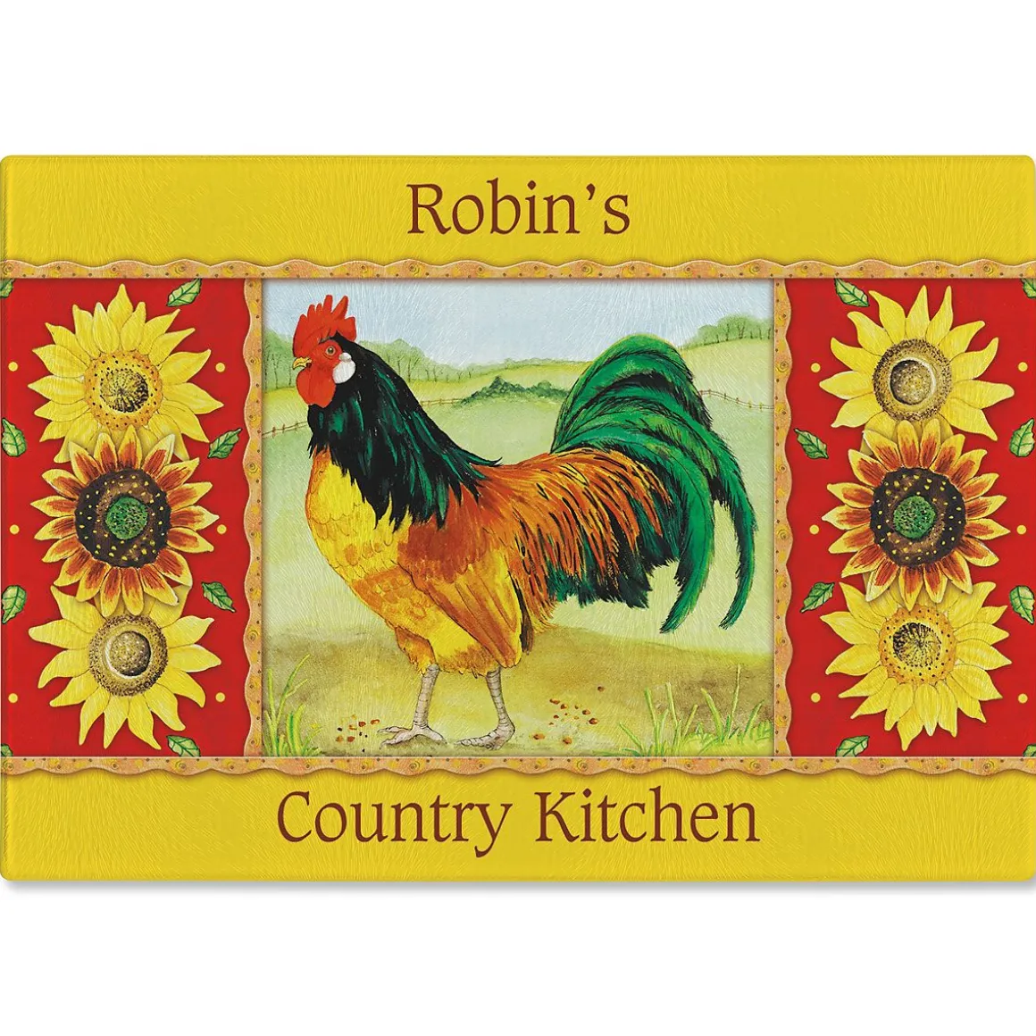 Country Kitchen Personalized Glass Cutting Board