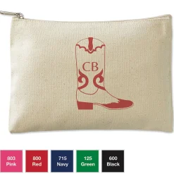 Cowboy Boot Personalized Small Canvas Zip Pouch