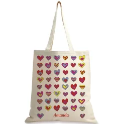Crazy Hearts Personalized Canvas Tote