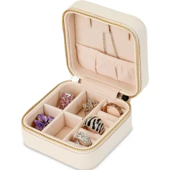 Cream Travel Jewelry Box