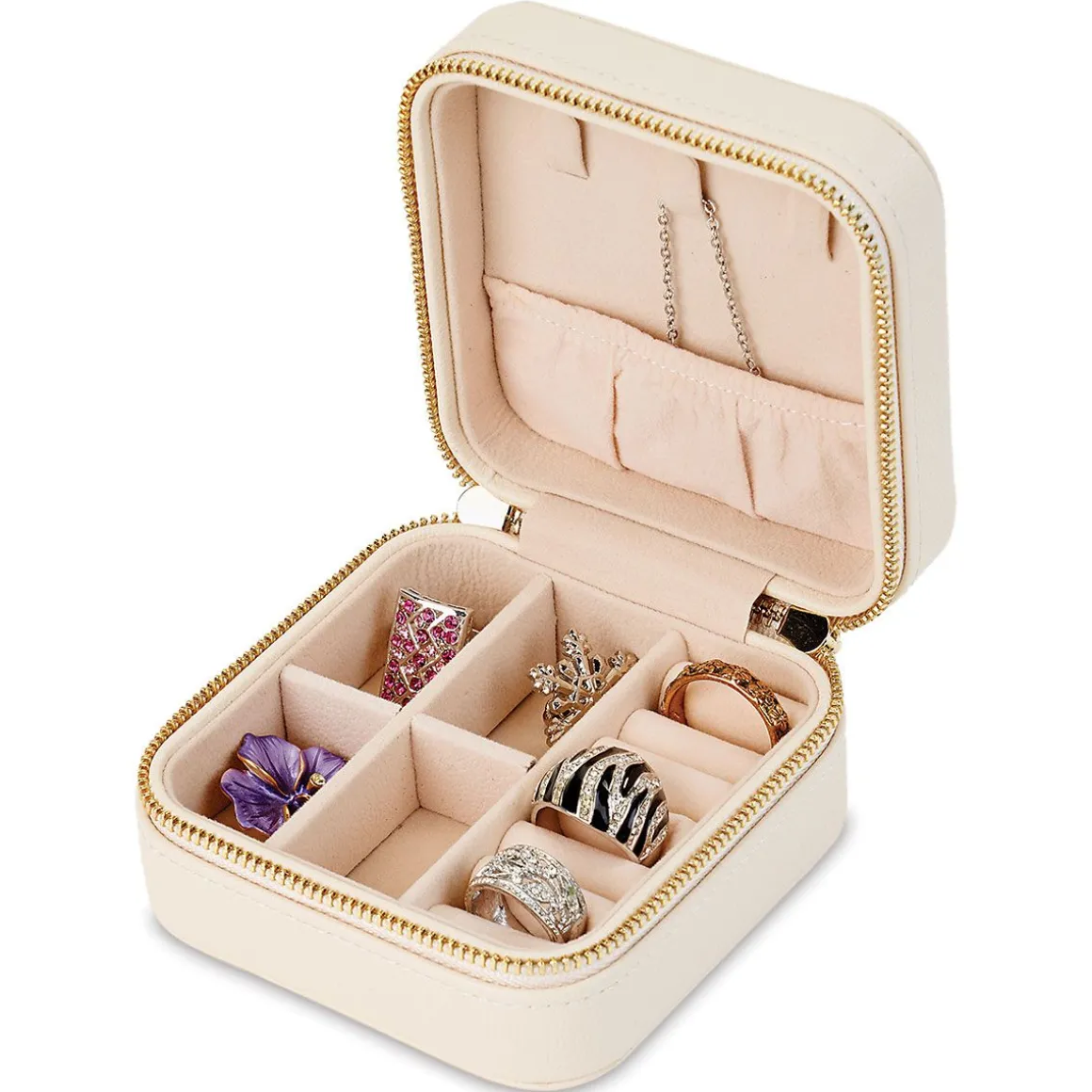 Cream Travel Jewelry Box