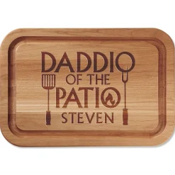 Daddio of the Patio Personalized Wood Cutting Board