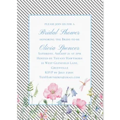 Diagonal Stripped Floral Personalized Invitations