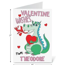 Dinosaurs Valentine Personalized Coloring Cards