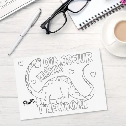 Dinosaurs Valentine Personalized Coloring Cards