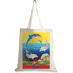 Dolphin Personalized Canvas Tote