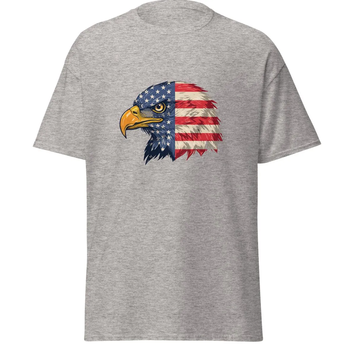Eagle Head Flag Grey Adult T-Shirt