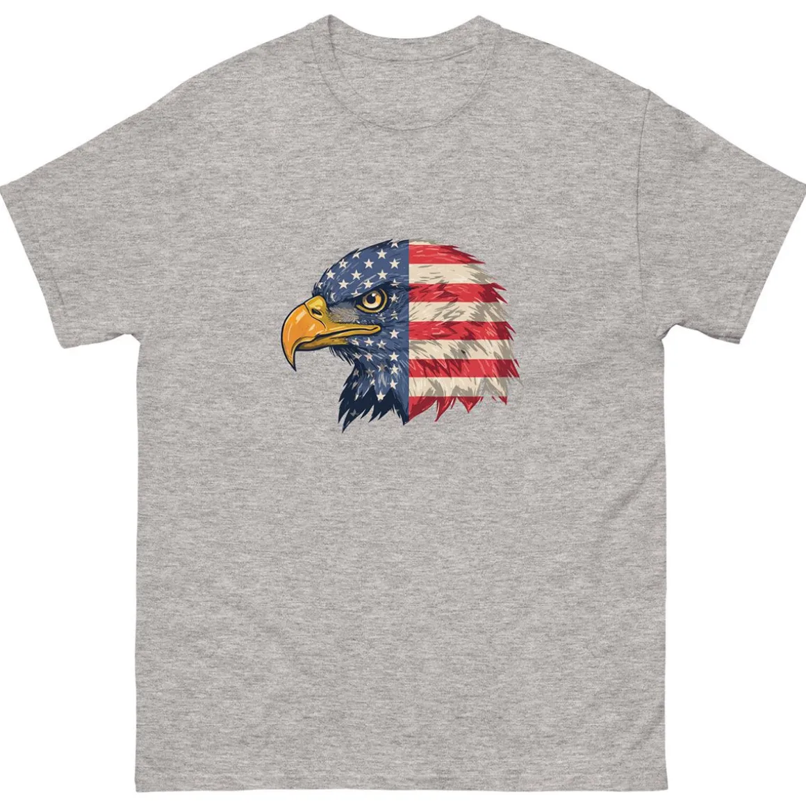 Eagle Head Flag Grey Adult T-Shirt