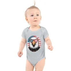 Eagle with Sunglasses Grey Baby Bodysuit Romper