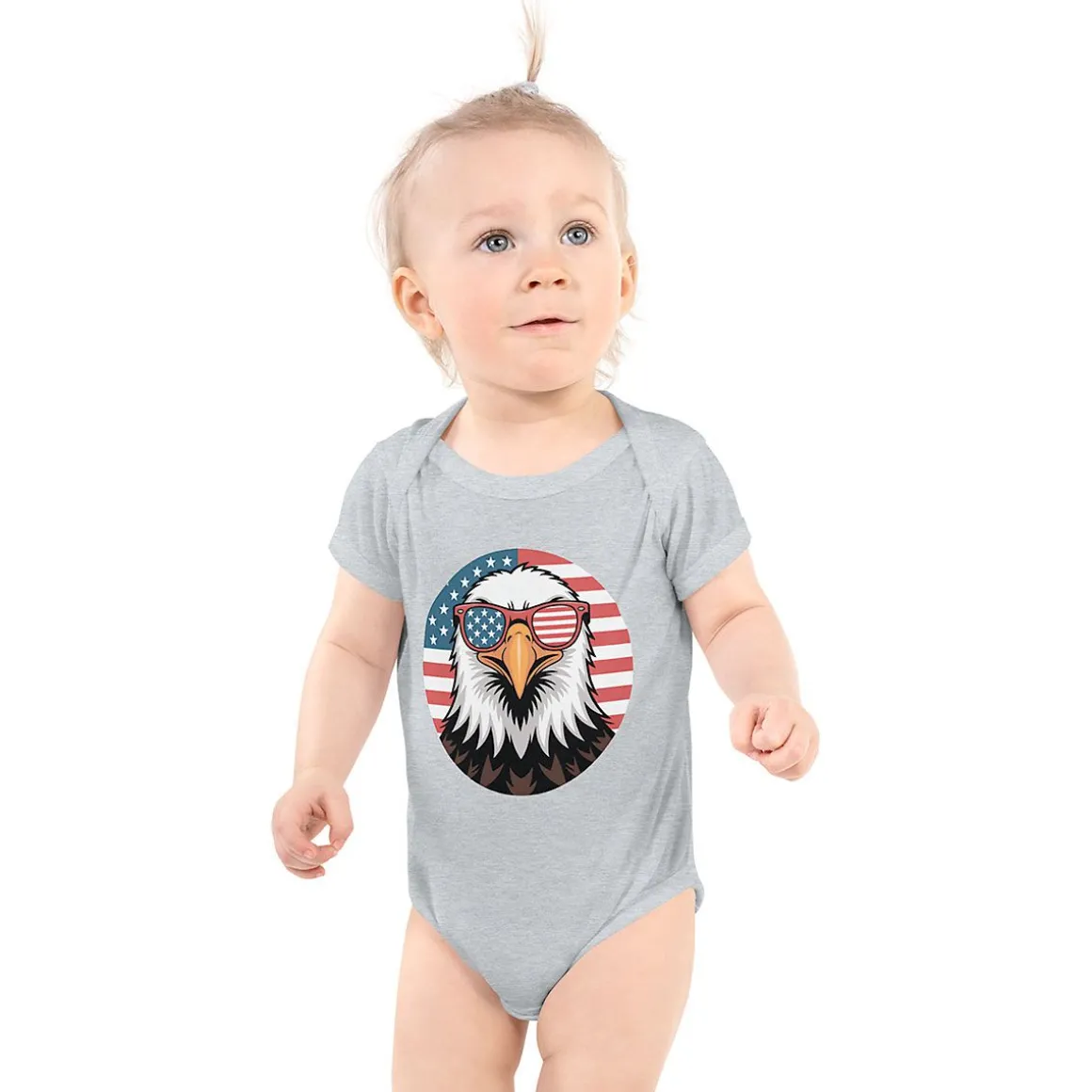 Eagle with Sunglasses Grey Baby Bodysuit Romper