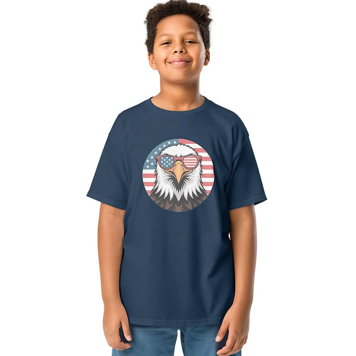 Eagle with Sunglasses Kids Navy T-Shirt