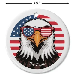Eagle With Sunglasses Personalized Round Ornament