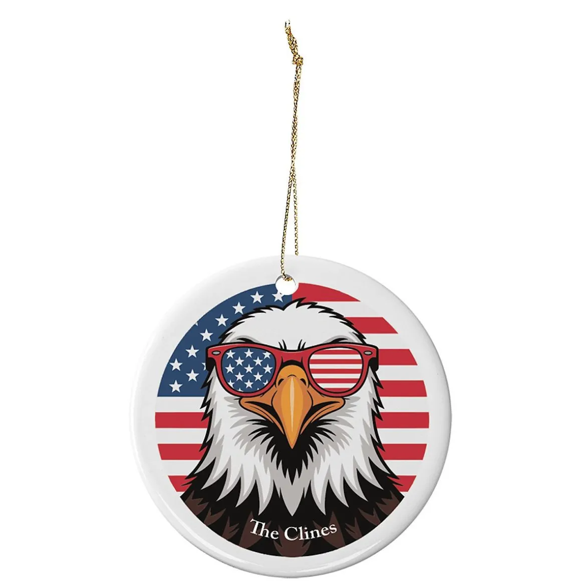 Eagle With Sunglasses Personalized Round Ornament