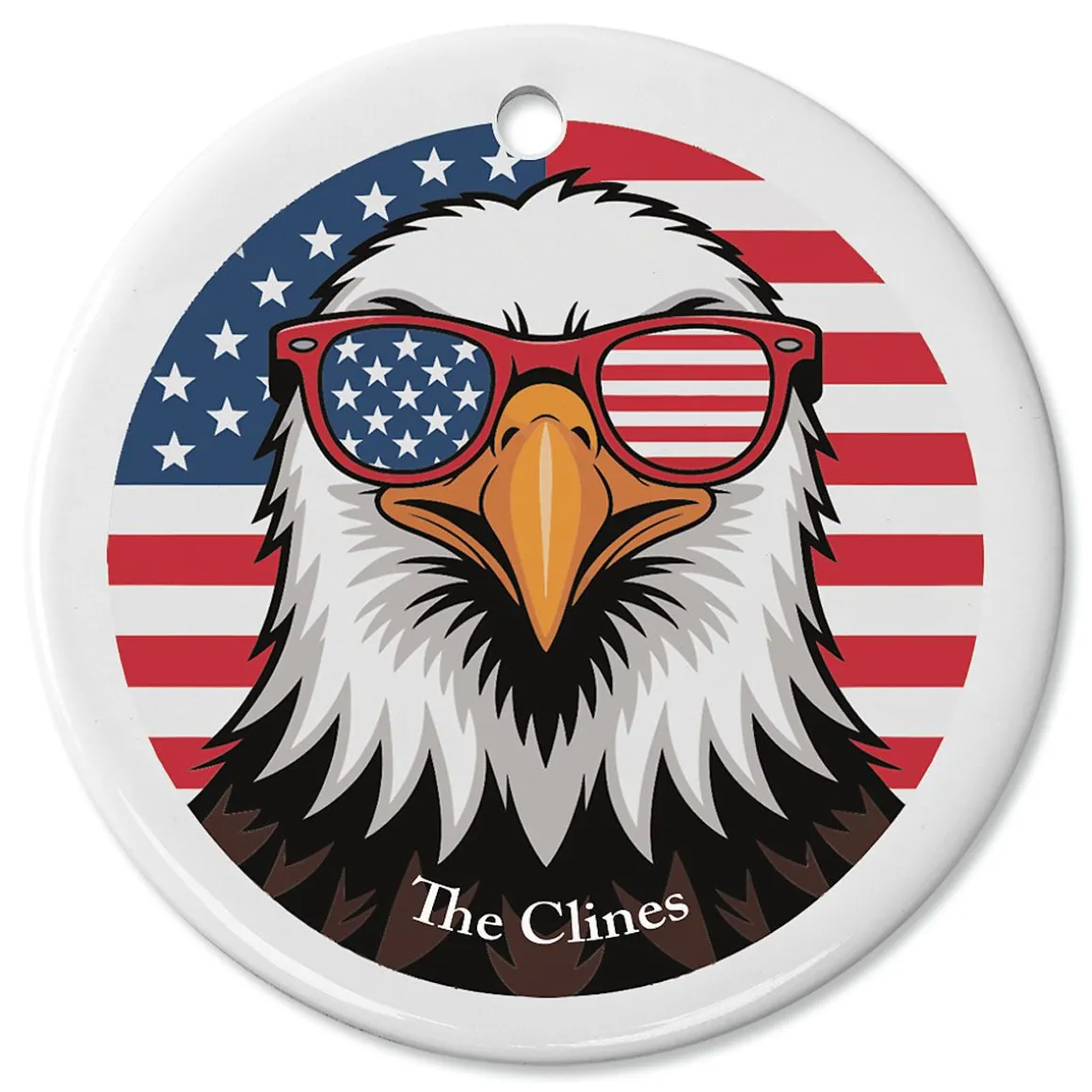 Eagle With Sunglasses Personalized Round Ornament