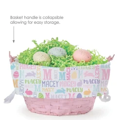 Easter Basket with Personalized Name Pattern Liner