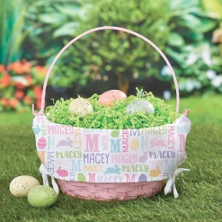 Easter Basket with Personalized Name Pattern Liner