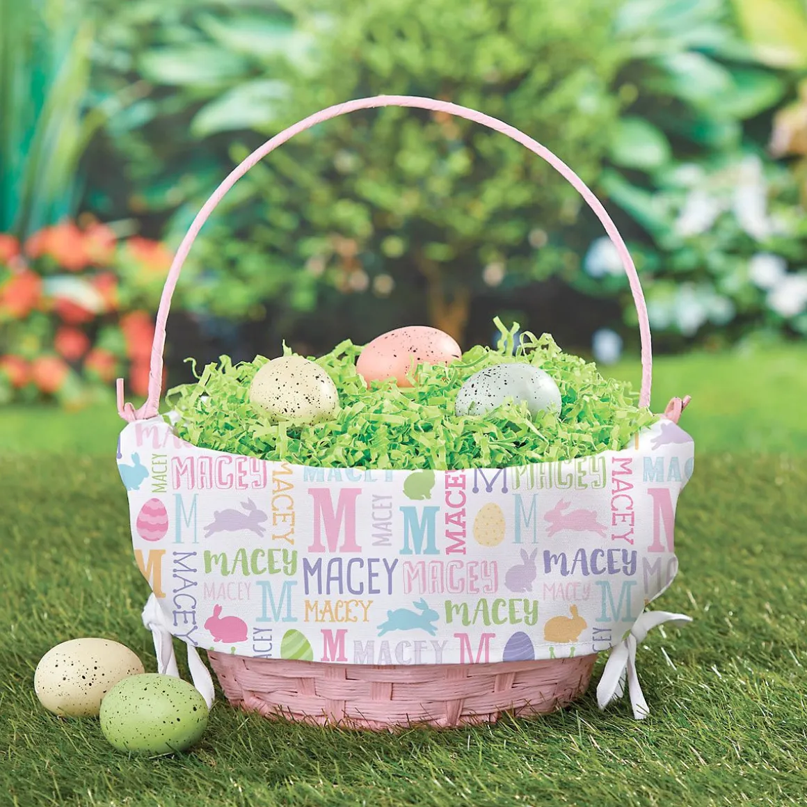 Easter Basket with Personalized Name Pattern Liner